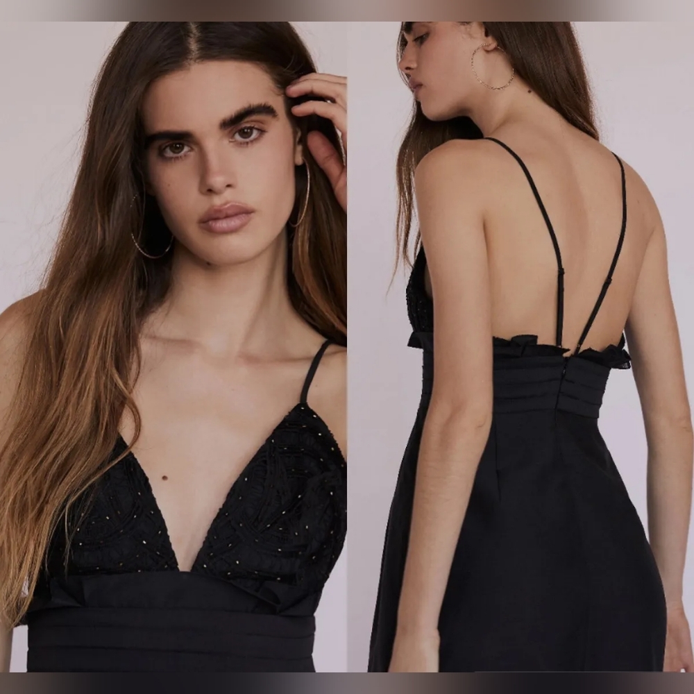 FREE PEOPLE We Go Together Mini Cocktail Dress BLACK Sz XS NWT